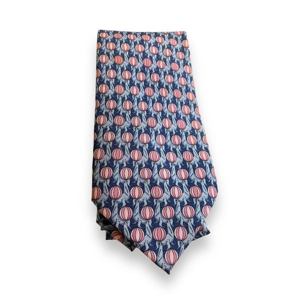GUCCI 100% Silk Tie Novelty Seals Blue Sea Lion Pink Balls Designer Necktie - Picture 1 of 2
